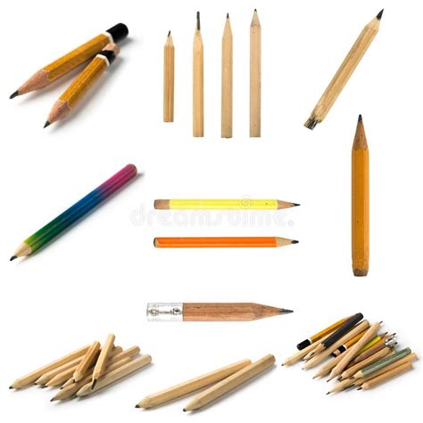 Set Of Short Pencils On Isolated Background Stock Photo Image Of