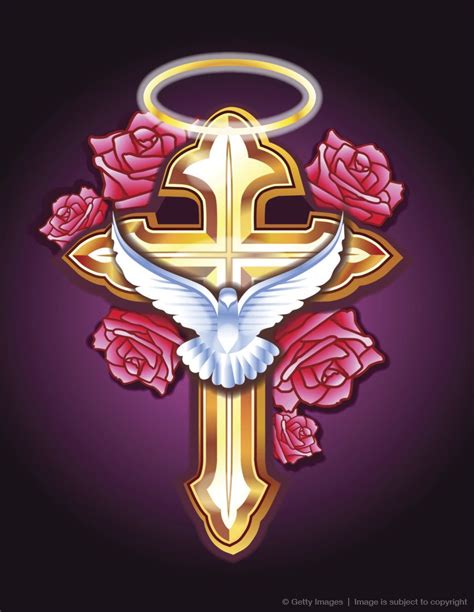 Drawn for my friend who wanted a tattoo to honor a family member. Cross with roses, dove and halo | Cross wallpaper, Cross ...
