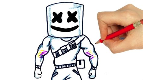 How To Draw Marshmello From Fortnite Drawing Dj Marshmello