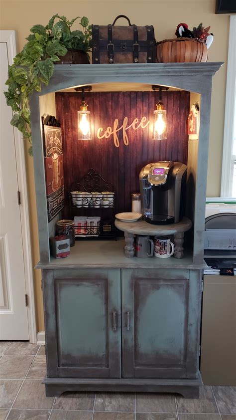Repurposed An Old Tv Armoire For My Kitchen Coffee Bar Coffee Bar