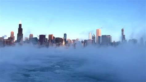 Lake Michigan Steams On Record Setting Cold Day Youtube