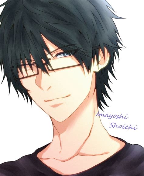An Anime Character With Black Hair And Glasses