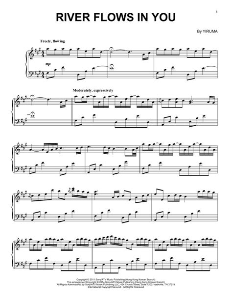Œ œ œ œ œ œ œ œ œ œ œ œ œ œ ˙œœœ ˙. Yiruma 'River Flows In You' Sheet Music Notes, Chords, Score. Download Printable PDF. | Sheet ...