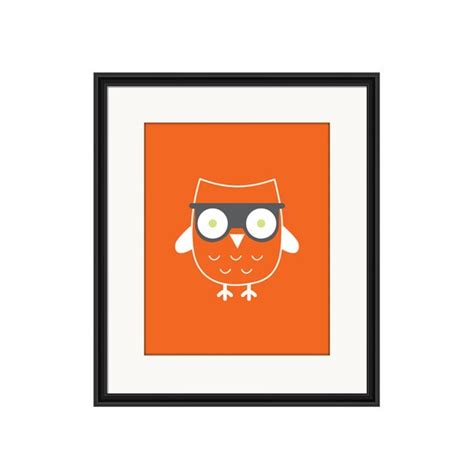 Items Similar To Geeky Owl For The Nursery Art Print Orange Nursery