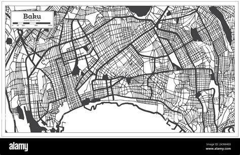 Baku Azerbaijan City Map In Black And White Color In Retro Style