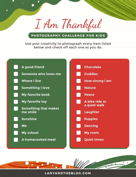 I Am Thankful Photography Checklist Gratitude List