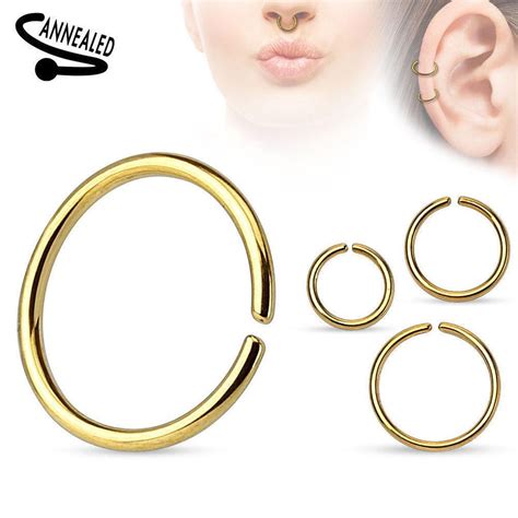 Eg Ts Seamless Nose Ring Bendable Steel Nose Hoop 20g 18g 16g Black Gold Multi Walmart