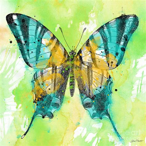 Butterfly On Green Watercolor B Painting By Jean Plout