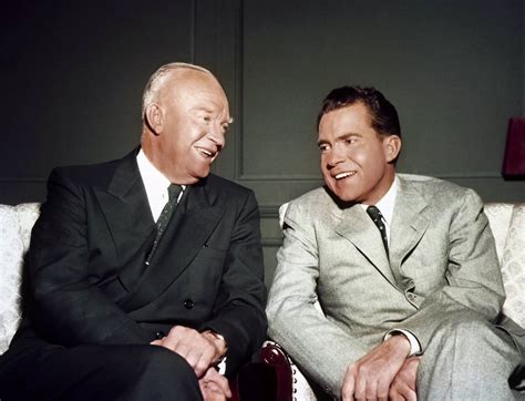 President Dwight D Eisenhower Seated With Vice President Richard Nixon In November 1952