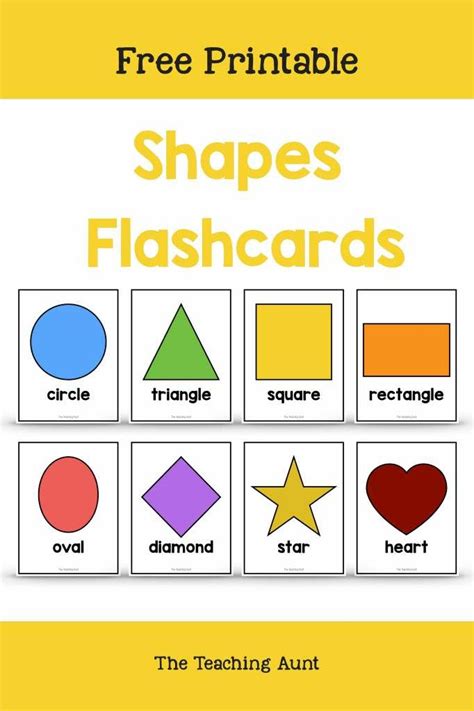 Shapes Flashcards Free Printable The Teaching Aunt In 2020 Shapes