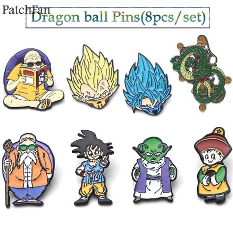 Patchfan 8pcsset Cartoon Zinc Pin Dragon Ball Son Goku Brooches For