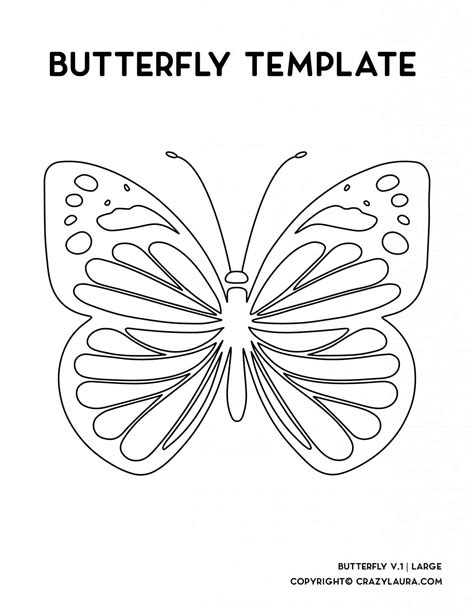 Free Butterfly Template And Coloring Pages To Print Crazy Laura