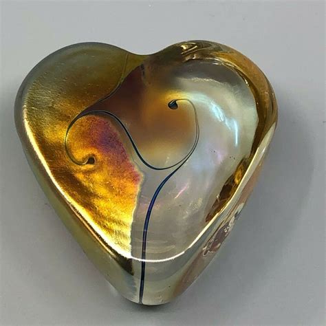 Robert Held Art Glass Paperweight Heart Iridescent Gold Swirl Signed Rhag Robertheld In 2020