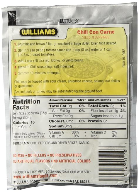 Williams Original Chili Seasoning Recipe Bryont Rugs And Livings