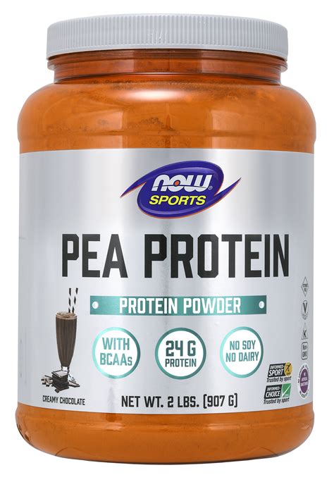 NOW Sports Nutrition, Pea Protein 24 G, Easily Digested, Creamy Chocolate Powder, 2-Pound ...