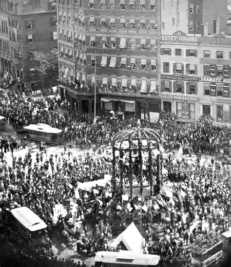 Washington Statue From Above On Decoration Day Nyc In 1876