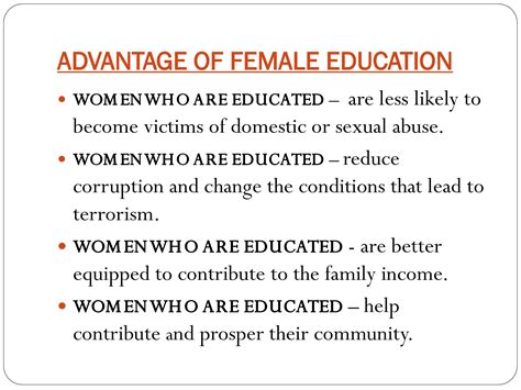 Importance Of Women Education Powerpoint Slides