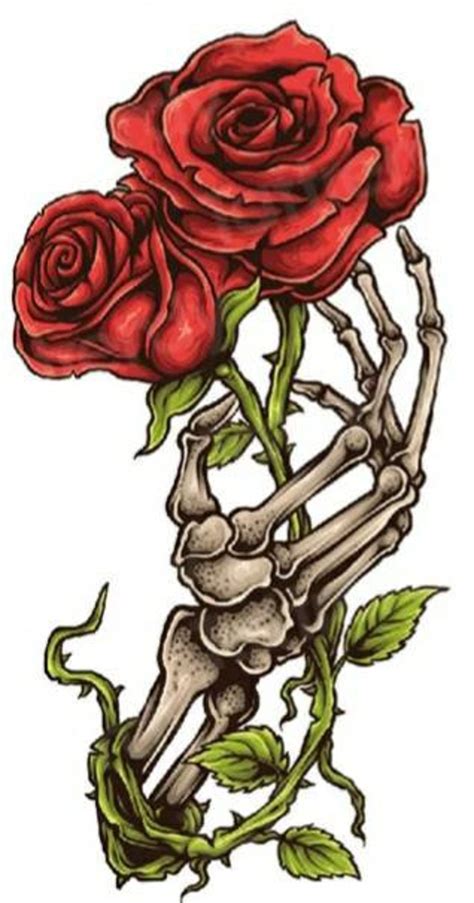 Skeletal Hand Rose Temporary Tattoo New Etsy