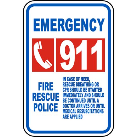 Emergency Call 911 Safety Notice Signs For Work Place Safety 12x8
