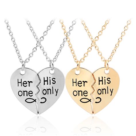 Free shipping for many products! 1Pair/Set her one his only couple Necklaces jewelry Heart ...
