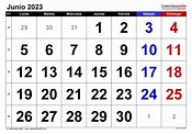 Calendario junio 2023 en Word, Excel y PDF - Calendarpedia