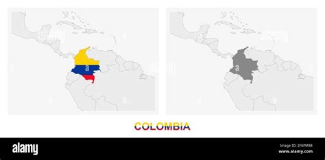 Dos Versiones Del Mapa De Colombia Con La Bandera De Colombia Y