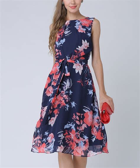 Take A Look At This Navy Pink Floral Sleeveless Dress Plus Too