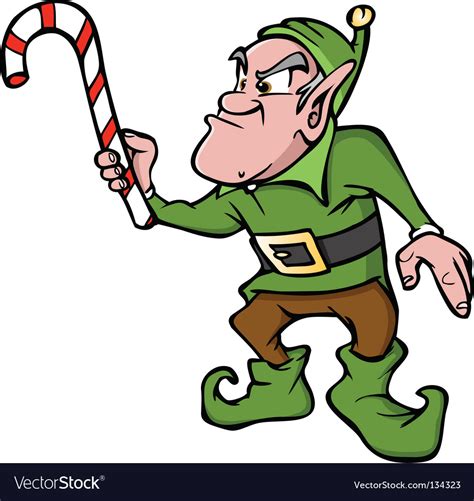 Angry Elf With Candy Cane Royalty Free Vector Image
