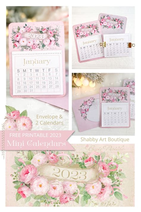 Free Printable 2023 Mini Calendars From Shabby Art Boutique Shabby