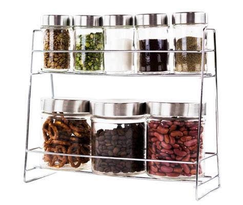 Ideal for your pasta's, spices, beans, cereals etc. 9 Pc Stainless Steel Glass Canisters Spice & Food ...