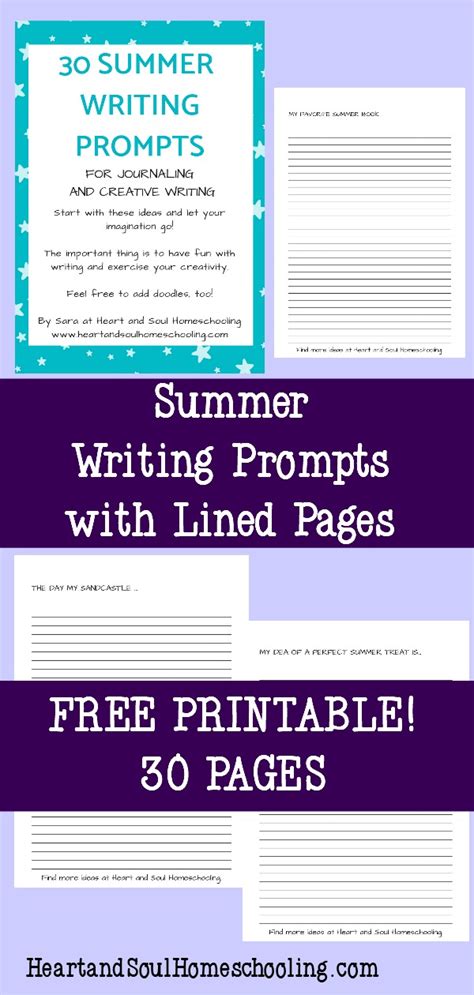 30 Summer Writing Prompts With Free Printable Journal Heart And Soul