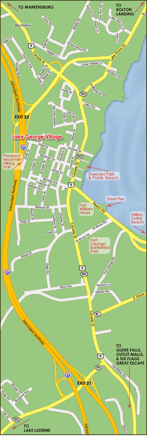 Find A Map Of Lake George Village Attractions And More Lake George