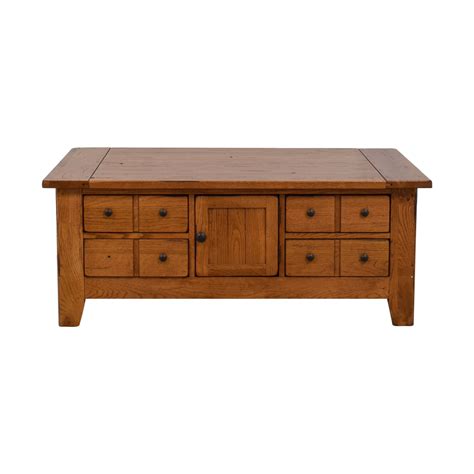 Beveled glass top w curio drawer. 79% OFF - Broyhill Furniture Broyhill Natural Wood Coffee ...