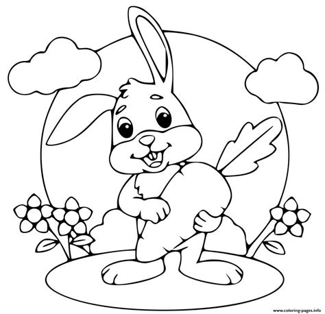 Cute Rabbit Holding Carrot Coloring Pages Printable