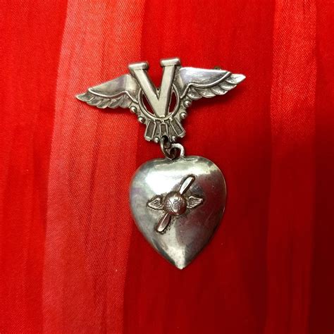wwii sterling victory army air corps dangle heart sweetheart pin ~ patriotic homefront sterling