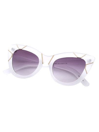 White Frame Metal Trim Cat Eye Sunglasses Cat Eye Sunglasses Glasses Fashion Sunglasses