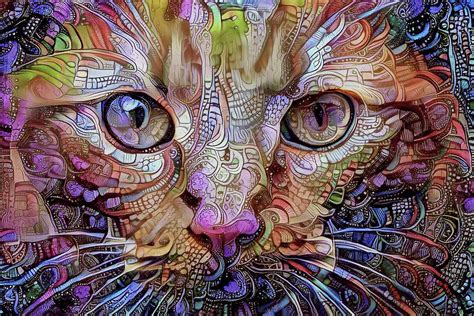 Colorful Cat Art Digital Art By Peggy Collins Fine Art America