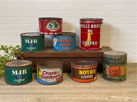 Vintage Coffee Cans Folgers Tins Decor Etsy