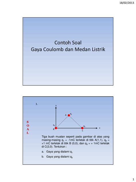 (PDF) Pertemuan 2 - Contoh Soal Gaya Coulomb, Medan Listrik Muatan