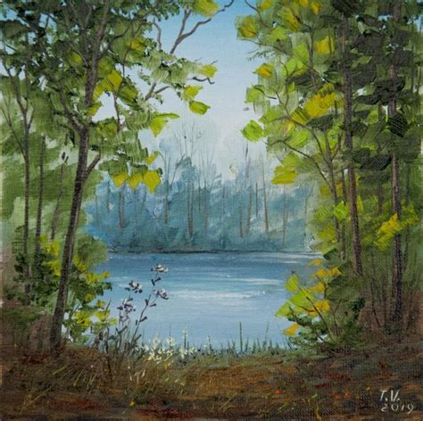 Forest Oil Painting Green Trees Original Art Summer Nature