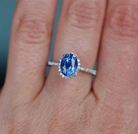 Ct Cornflower Blue Sapphire Diamond Ring K White Gold Engagement