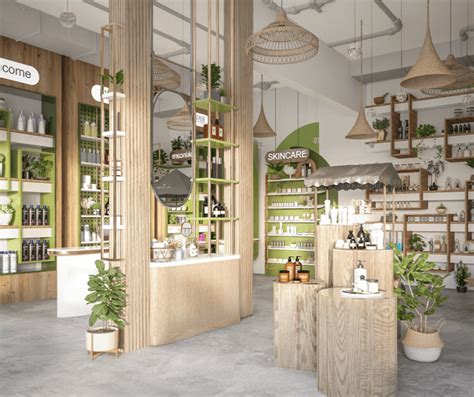 Nature Style Skin Care Products Store Interior Furniture Customization