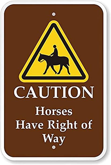 Reproduction Metal Sign 16x12caution Horses Have Right Of