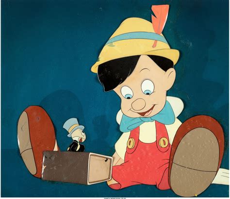 Pinocchio Jiminy Cricket And Pinocchio Production Cel Courvoisier Setup