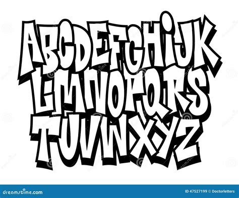 Graffiti Cartoon Comic Doodle Font Alphabet Vector Stock Vector 012