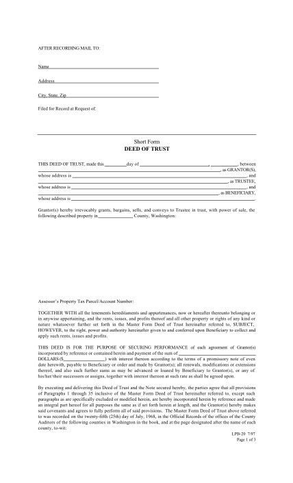 22 Short Forms Deed Of Trust Page 2 Free To Edit Download And Print