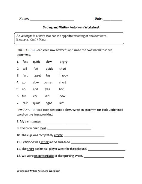 Antonyms Worksheet K5 Learning Matching Opposites Worksheet Have Fun