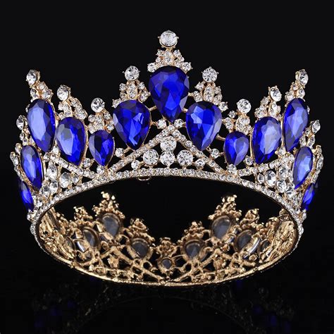 Buy Fumud Vintage Baroque Queen Crystal Bridal Crown Tiaras Light Gold