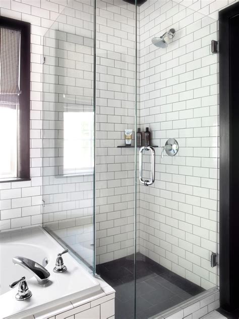 Black And White Contemporary Bathroom With Brick Pattern