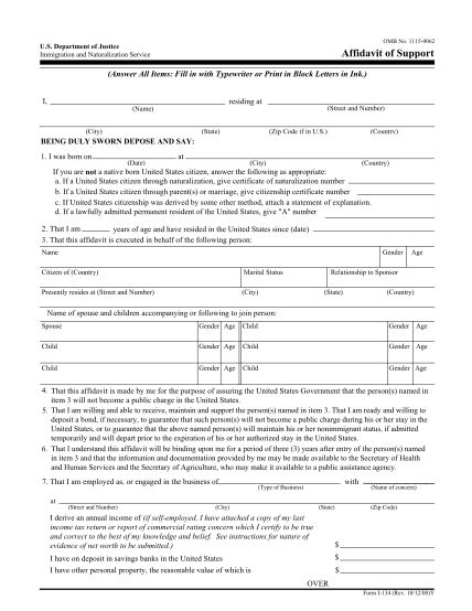 Download Fillable Form I 134 Printable Forms Free Online